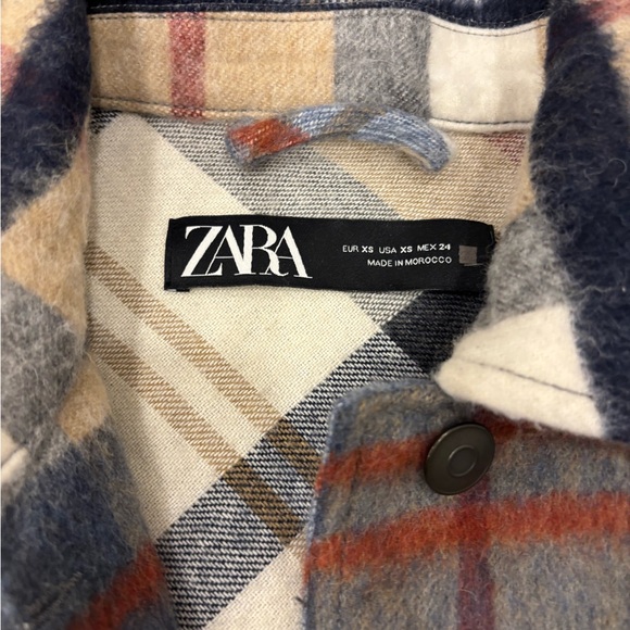 Zara Multicolor‎ Plaid Over shirt Wool Blend Shacket Jacket Size XSmall - Picture 5 of 7